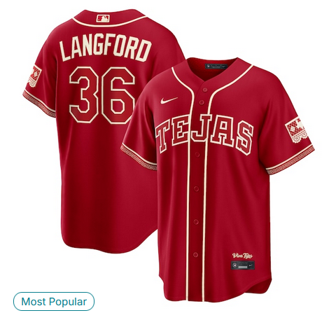 Men Texas Rangers #36 Langford red Nike 2026 MLB City Connect Jersey->women mlb jersey->Women Jersey